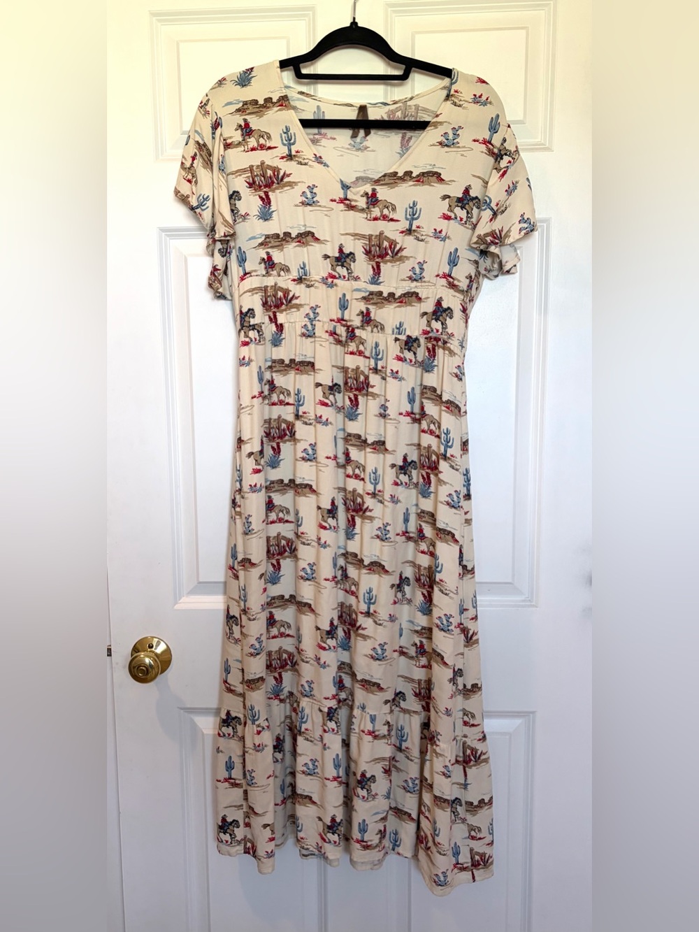 Stetson Desert Cowboy Western Print Midi Dress
